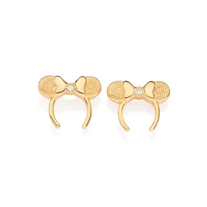 Brinco tiara minnie banhado a ouro 18k com zircônias Branco