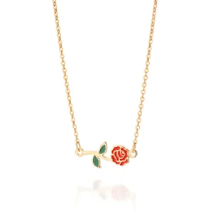 Gargantilha rosa da bela banhada a ouro 18k com aplicação de resina Colorido