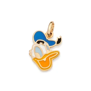 Pingente rosto do pato donald banhado a ouro 18k com aplicação de resina Colorido