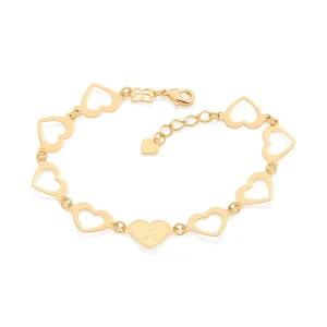 Pulseira coração fé banhada a ouro 18k