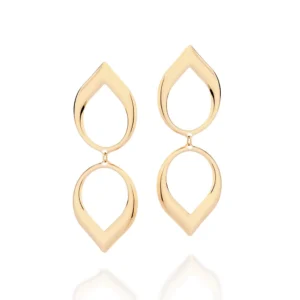 Maxi brinco gotas vazado banhado a ouro 18k - tam.único