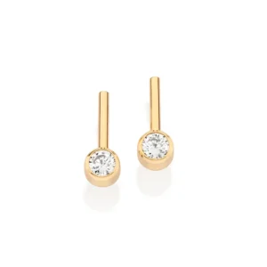 Brinco palito solário banhado a ouro 18k com zircônias - tam.único
