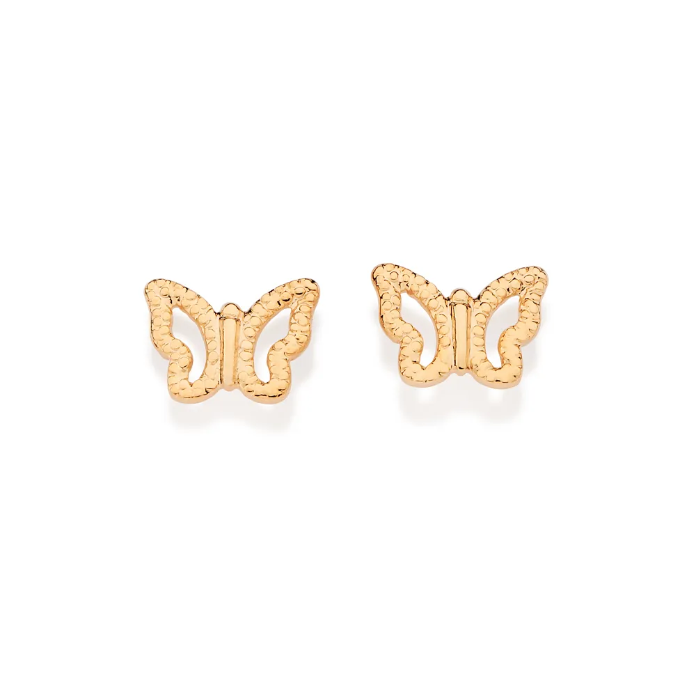 Brinco borboleta estilizado banhado a ouro 18k -tam.único