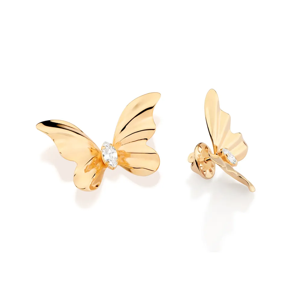 Maxi brinco borboleta banhado a ouro 18k com zircônias - tam.único - Image 2
