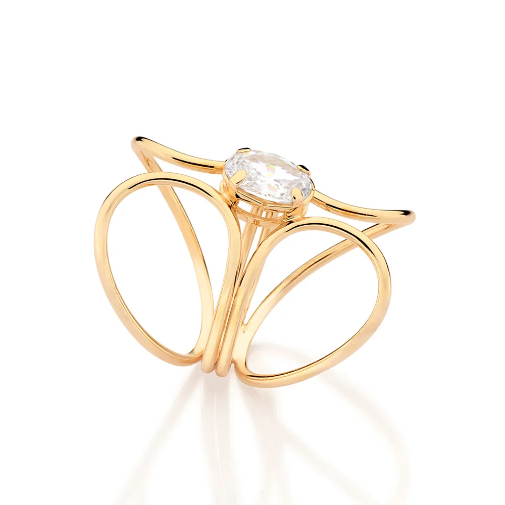 Maxi Anel banhado a ouro 18K com zircônia - Image 2