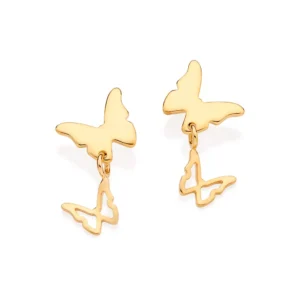 Brinco Borboleta banhado a ouro 18K tam. único