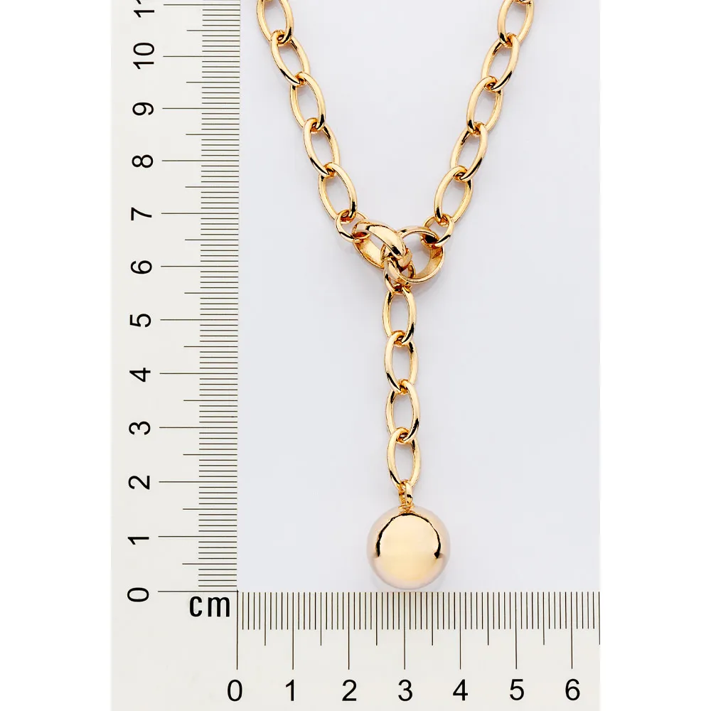 Gargantilha Gravata Banhada a Ouro 18K com Esfera - Tam. 45cm - Image 3