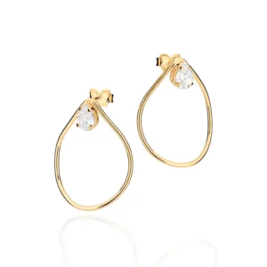 Brinco gota banhado a ouro 18k com zircônias - Tam. único, (código 527379)