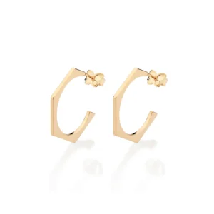 Brinco meia argola angular banhado a ouro 18k - Tam. único, (código 527383)