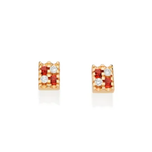 Brinco retangular banhado a ouro 18k com zircônias - Tam. único, (código 527368)