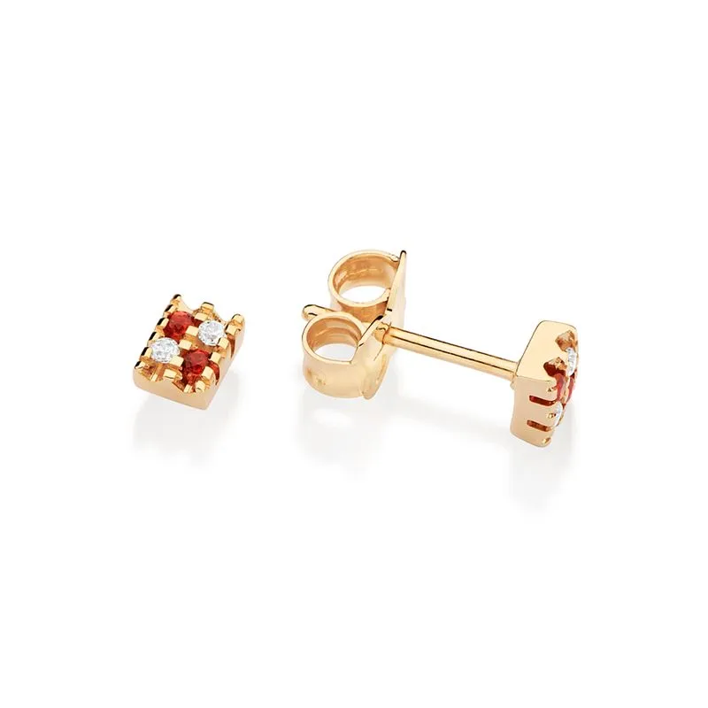 Brinco retangular banhado a ouro 18k com zircônias - Tam. único, (código 527368) - Image 2