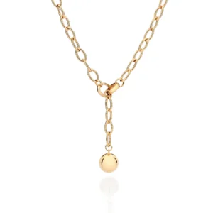 Gargantilha Gravata Banhada a Ouro 18K com Esfera - Tam. 45cm