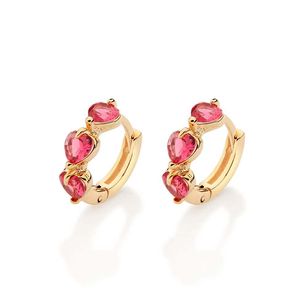 Brinco argola banhado a ouro 18k com cristais - Tam. único, (código 527450) - Image 4
