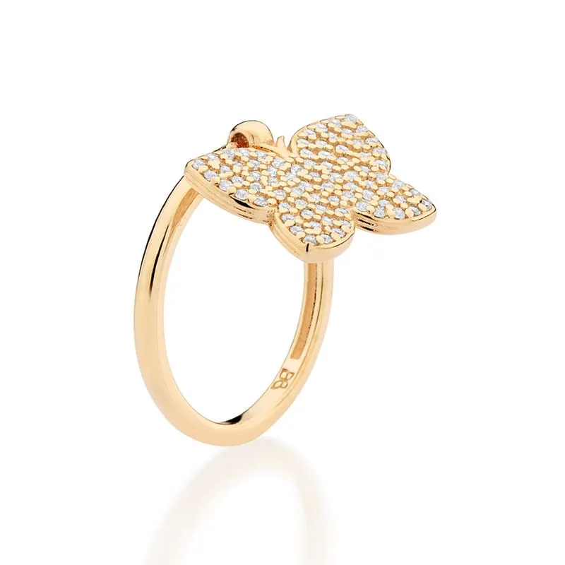 Anel Borboleta Banhado a Ouro 18K com Zircônias (513520) - Image 2