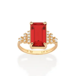 Anel Skinny Formatura Banhado a Ouro 18K com Cristal e Zircônias (513523)