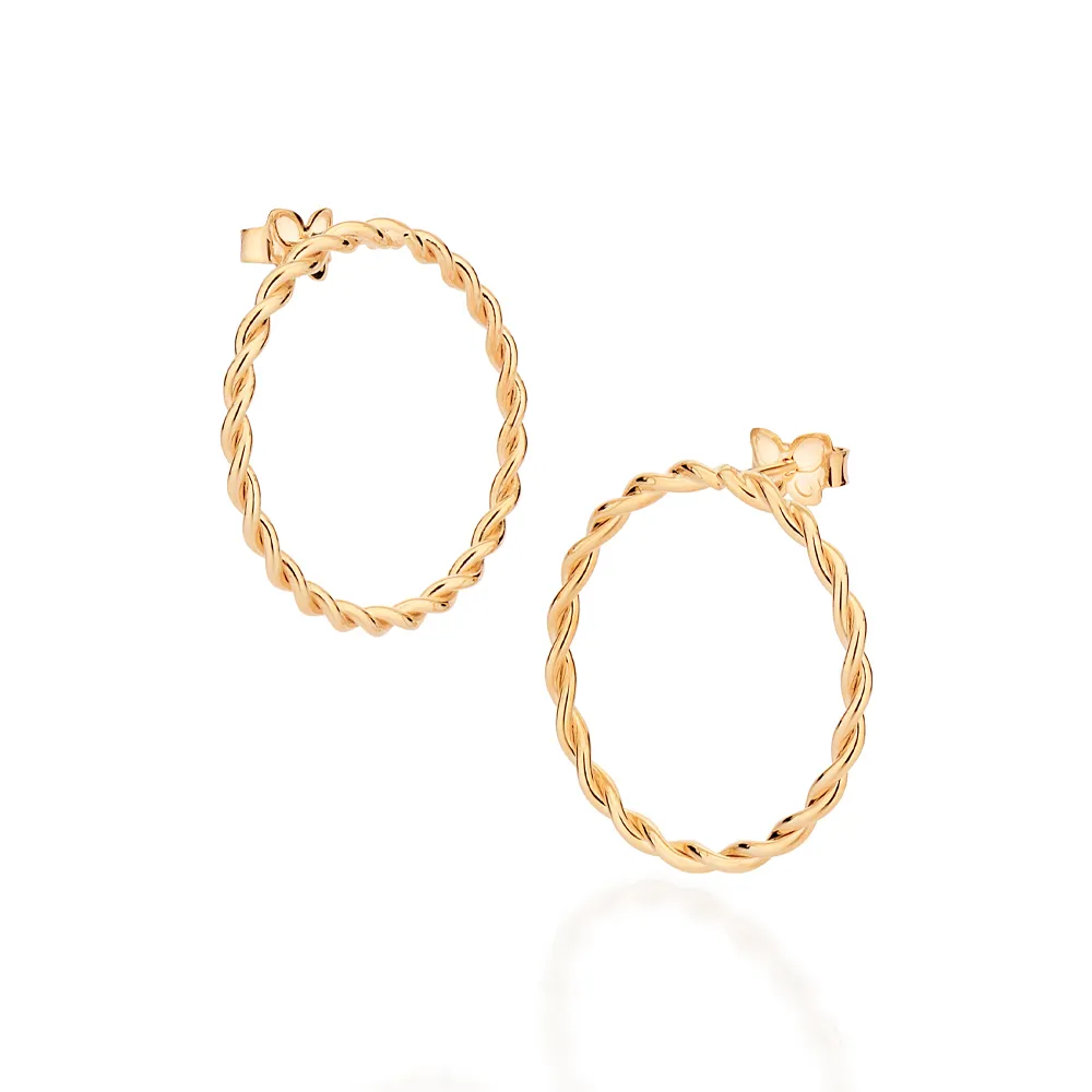 Brinco Círculo Torcido Banhado a Ouro 18K - Tamanho Único (527399) - Image 2