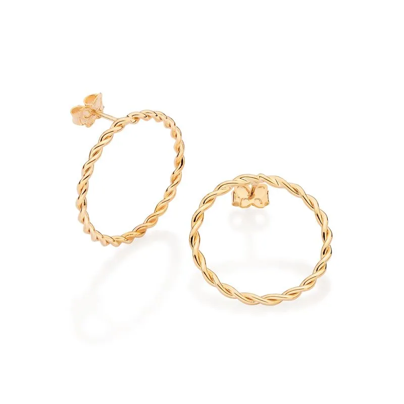 Brinco Círculo Torcido Banhado a Ouro 18K - Tamanho Único (527399)