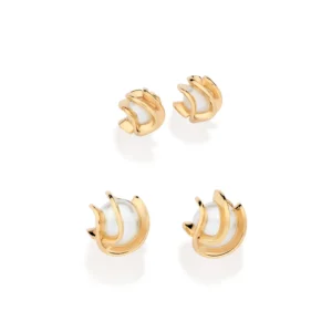 Kit de Brincos Banhados a Ouro 18K com Pérolas Sintéticas - Tamanho Único (527389)