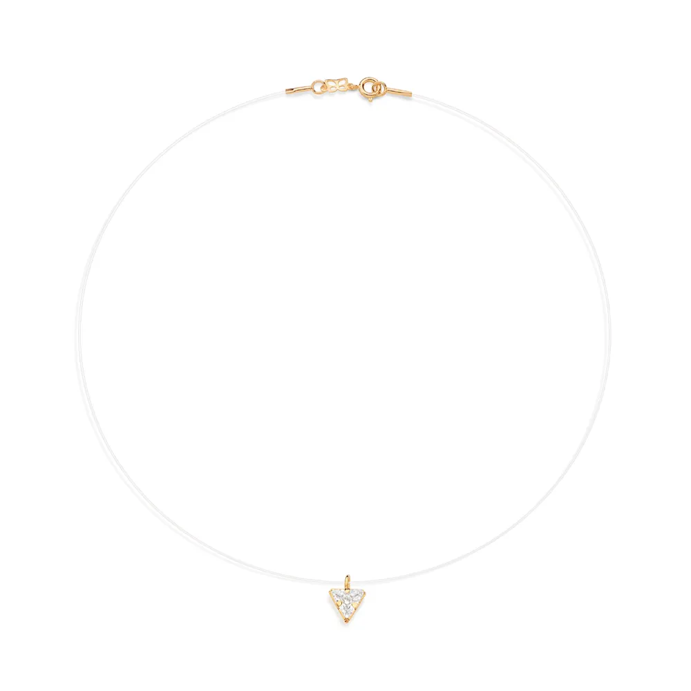 Gargantilha de Fio de Nylon Banhada a Ouro 18K com Zircônia - Tamanho 42 cm (552178