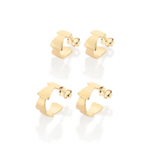 Kit de Brincos Meia Argola Banhado a Ouro 18K - Tamanho Único (527391)