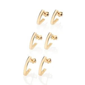 Kit de Brincos Meia Argola Banhados a Ouro 18K - Tamanho Único (527394)