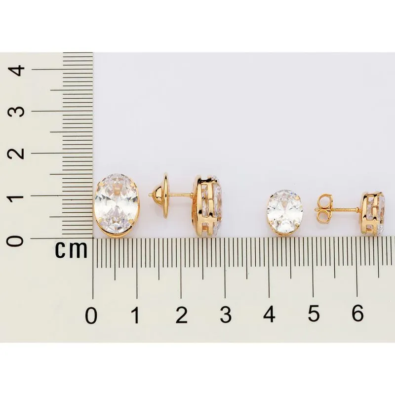 Kit de Brincos Oval Banhado a Ouro 18K com Zircônias - Tamanho Único (527393) - Image 3