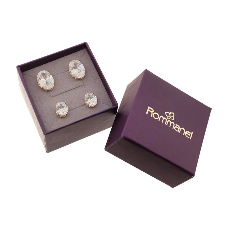 Kit de Brincos Oval Banhado a Ouro 18K com Zircônias - Tamanho Único (527393) - Image 5