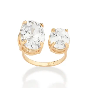 Maxi Anel Ajustável Banhado a Ouro 18K com Zircônias (513521)
