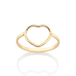 ANEL SKINNY CORAÇÃO VAZADO BANHADO A OURO 18K  (513545)