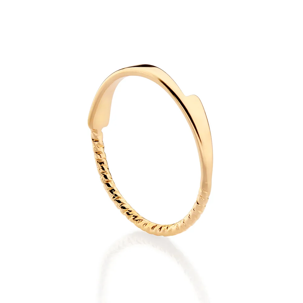 ANEL SKINNY ARO TORCIDO E DETALHE ASSIMÉTRICO BANHADO A ORO 18K (513537) - Image 2