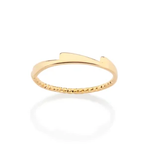 ANEL SKINNY ARO TORCIDO E DETALHE ASSIMÉTRICO BANHADO A ORO 18K  (513537)