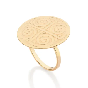 MAXI ANEL REDONDO ESTILIZADO BANHADO A OURO 18K  ref. (513558)