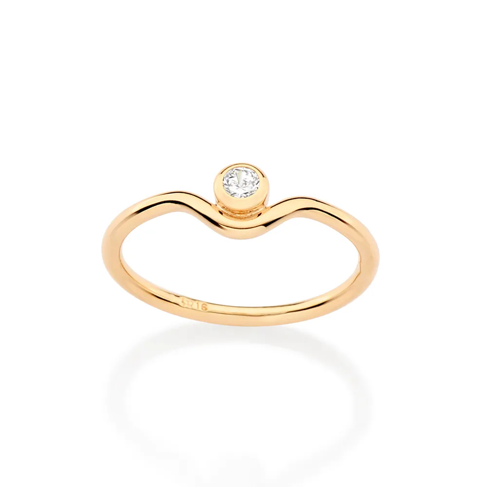 ANEL SOLITÁRIO BANHADO A OURO 18K COM ZIRCÔNIA (513538) - Image 2