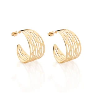 BRINCO MEIA ARGOLA ESTILIZADO BANHADO A OURO 18K - TAM.ÚNICO (527460)