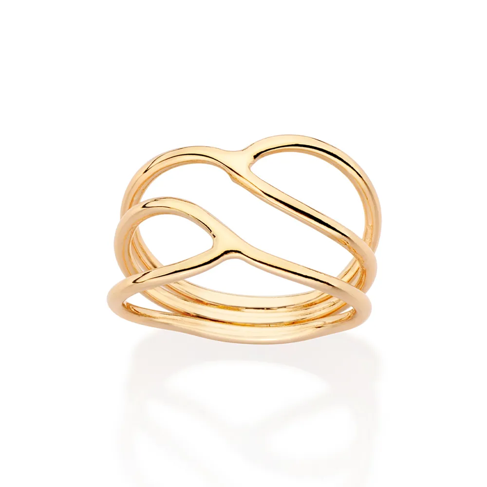 ANEL ARO TRIPLO ONDULADO BANHADO A OURO 18K (513559)
