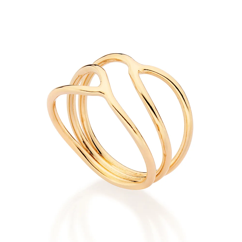 ANEL ARO TRIPLO ONDULADO BANHADO A OURO 18K (513559) - Image 2