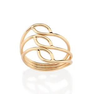 MAXI ANEL ARO TRIPLO VAZADO BANHADO A OURO 18K  (513532)
