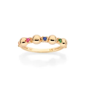 ANEL SKINNY BANHADO A OURO 18K COM ZIRCÔNIAS COLORIDAS  (513554)