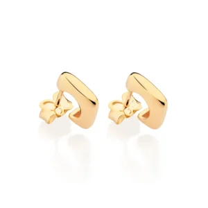 BRINCO MEIA ARGOLA QUADRADA BANHADO A OURO 18K - TAM.ÚNICO (527457)