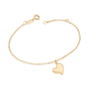 PULSEIRA COM PINGENTE DE CORAÇÃO BANHADA A OURO 18K - TAM.19 (552181)