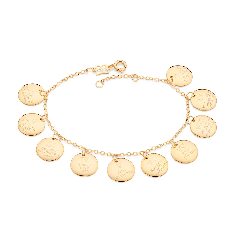 PULSEIRA 10 MANDAMENTOS BANHADO A OURO 18K - TAM.19 (552185)