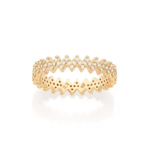ANEL ZIG ZAG BANHADO A OURO 18K COM ZIRCÔNIAS  (513563)