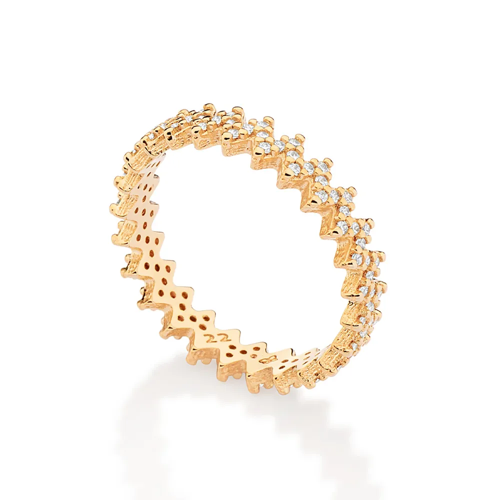 ANEL ZIG ZAG BANHADO A OURO 18K COM ZIRCÔNIAS (513563) - Image 2