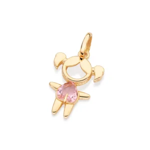 PINGENTE MENINA BANHADO A OURO 18K COM CRISTAL - TAM.ÚNICO (542880)