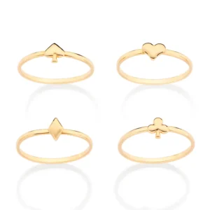 KIT ANEIS SKINNY NAIPES DE BARALHO BANHADO A OURO 18K  (513541)