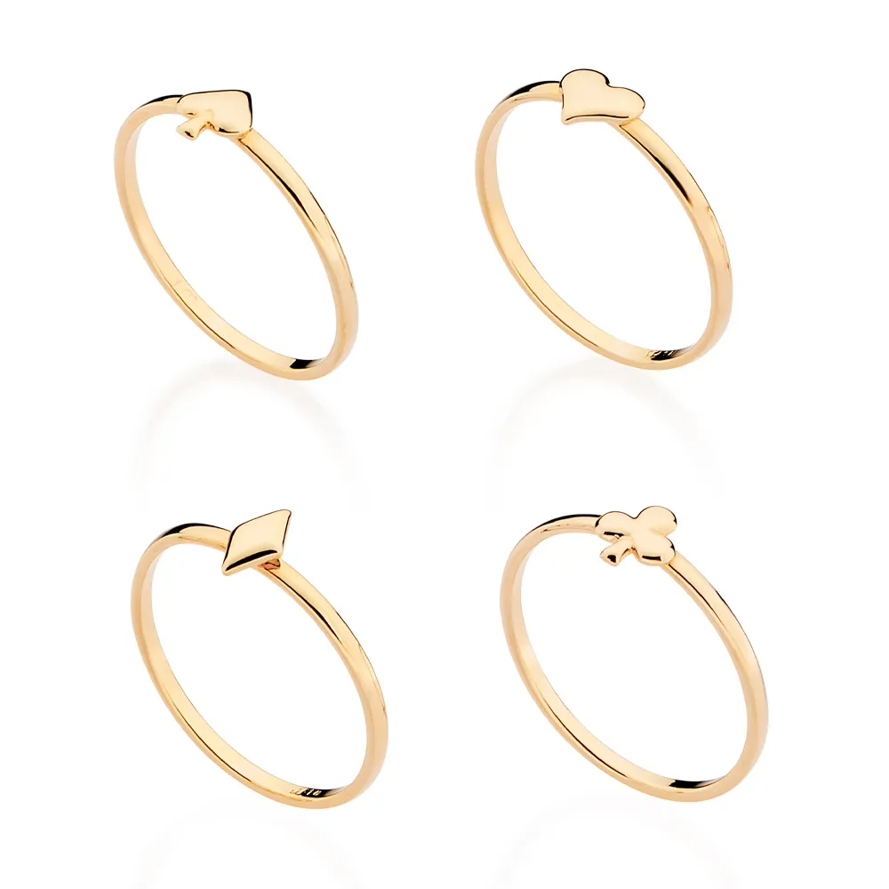 KIT ANEIS SKINNY NAIPES DE BARALHO BANHADO A OURO 18K (513541) - Image 2