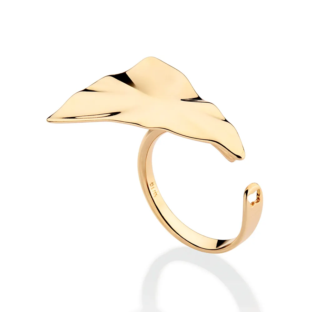 MAXI ANEL AJUSTÁVEL TRIANGULAR COM TEXTURA ONDULADA BANHADO A OURO 18K (513542) - Image 2