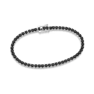 Pulseira riviera de prata maciça 925 com zircônias Preto 850090