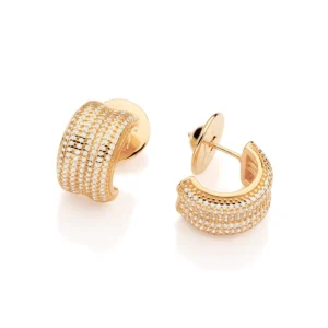 Brinco Rommanel folheado a ouro meia argola com zircônias 527524