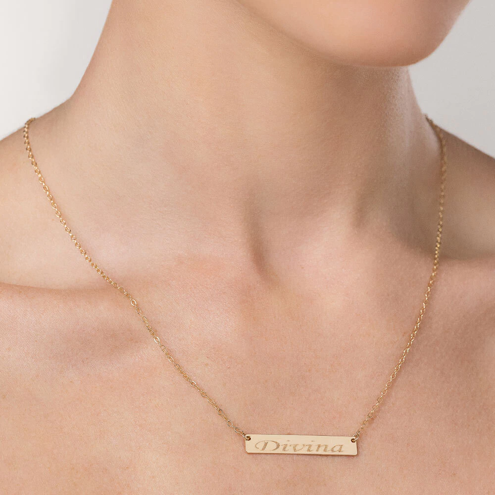 Gargantilha para personalizar Rommanel folheada a ouro elos cadeado e placa 532623 - Image 3